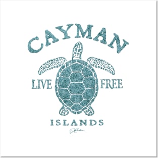 Cayman Islands Live Free Sea Turtle Posters and Art